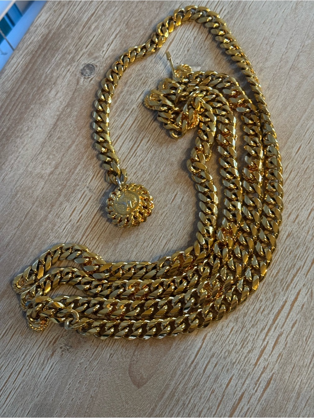 St. John Gold-Tone Multi-Chain Belt with Signature Medallions - Picture 9 of 10